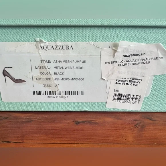 Aquazzura Asha Mesh Leather Pump 85 Black Heels – Size 37 – NIB - Picture 12 of 12